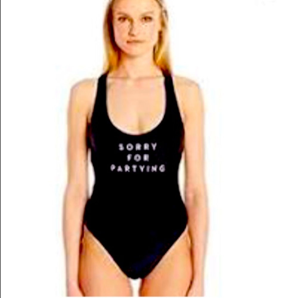 Milly Black 'Sorry For Partying' One-Piece Swimsuit-never worn